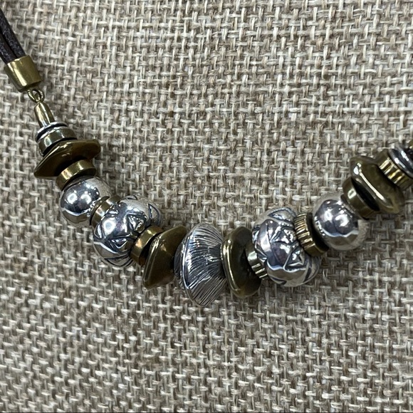 SILPADA Sterling Silver, Brass & Genuine Brown Leather Necklace N3232 - Picture 4 of 7